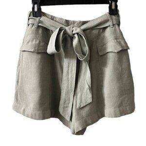 Dizzy Lizzy Women's Light Green Belted High Waist 100% Cotton Shorts Small NWOT